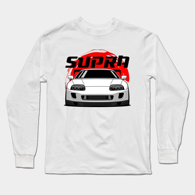 JDM White Supra Long Sleeve T-Shirt by GoldenTuners